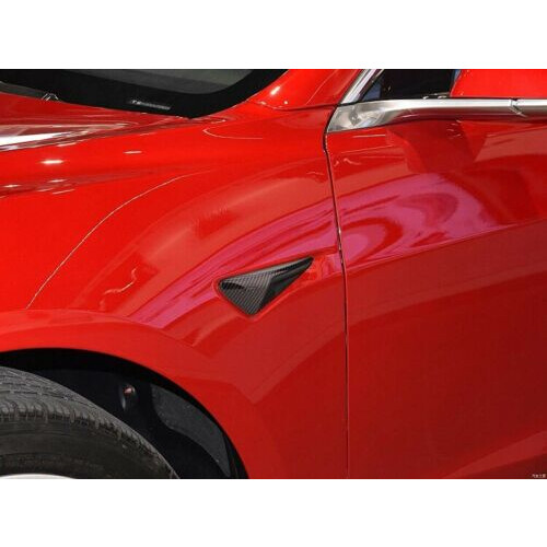 For Tesla model 3 side camera Carbon fiber pattern protection cover 2PC 18-19 1