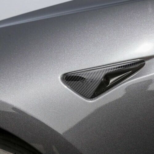 For Tesla model 3 side camera Carbon fiber pattern protection cover 2PC 18-19 2