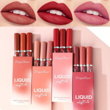 (Matches the image) Makeup 3 Color Matte Lip Glaze Set Matte Waterproof Non-stick Cup Air Velvet Lip Gloss Lipstick Set Box