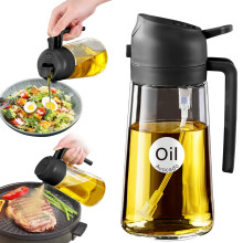 YARRAMATE 16oz/470ml Oil Sprayer for Cooking with Stickers, Food-grade Premium 2 in 1 Olive Oil Dispenser Bottle for Kitchen Gadgets, Air Fryer