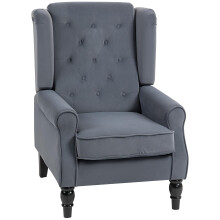 HOMCOM Wingback Accent Chair - Velvet Armchair with Thick Spring Cushi