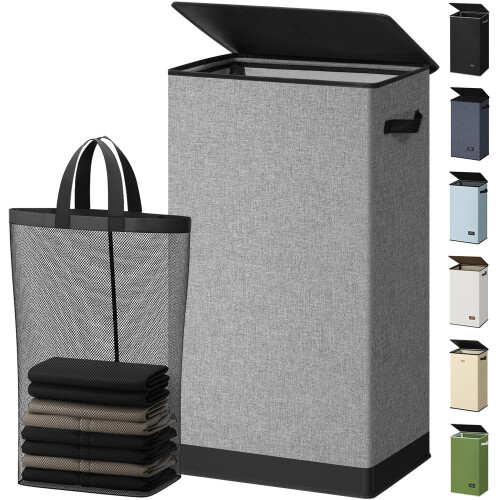 SOLEDI 100L Laundry Basket with Lid Large Washing Basket