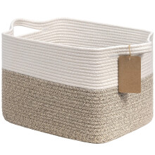 TIMEYARD Woven Storage Basket Cotton Rope Shelf Basket Brown | 33x25x22.5cm Storage Basket for Shelves