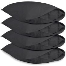 Pillow Protectors Pack of 4 Cotton - Black - Pillow Case Covers Zipped