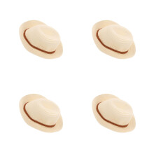 4Pièces Mini Chapeaux Tressés Kaki Pour Décoration Poupées