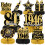 Luvart 80th Birthday Decorations - 9pcs Black and Gold Table Decoratio 1