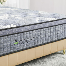 Acochey 4FT6 Double Mattress 10.6 Inch Gel Memory Foam Pocket Spring Hybrid Mattresses, 7-Zone Orthopedic Mattress & Motion Isolation
