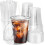 KAHEIGN 50Pcs Clear Plastic Cups with Lids and Paper Straws 1