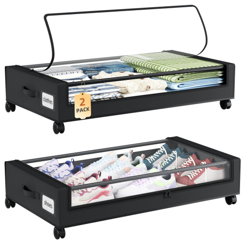 Somdot 48L Under Bed Storage Box - Large Capacity Under Bed Storage on