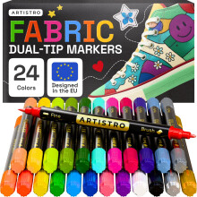 ARTISTRO 24 Fabric Markers - Dual-Tip Fabric Markers Permanent for Clo