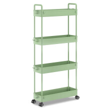 SOLEJAZZ 4-Tier Storage Trolley Cart Slide-out Slim Rolling Utility Cart Mobile