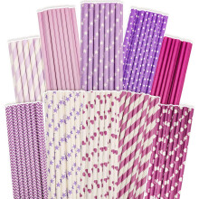 Gcardist Purple Paper Straws for Drinking Purple Disposable Straws