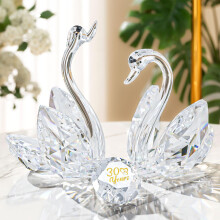 2 Pcs Clear Crystal Swans 30th Wedding Anniversary Romantic Gifts