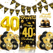 40th Birthday Decorations for Men - 40pcs Black Gold 40th Birthday Dec