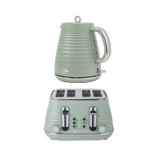 Salter Ripple Sage Toaster & Kettle Set - 4-Slice 1630W Toaster