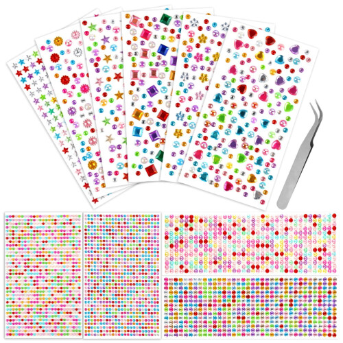 3700pcs Self Adhesive Gem Stickers - Multicoloured Gems for Crafting