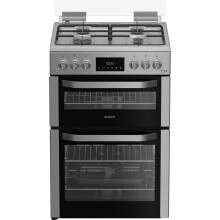 Hotpoint HDG6GDCX 60cm wide Double Oven Gas Cooker - Stainless Steel