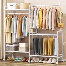 Casavibe Heavy Duty Clothes Rail with Wheels, 125KG Metal Clothing Rack with Trouser Rack, Top Shelf, 4 Hooks & 5 Trouser Hangers