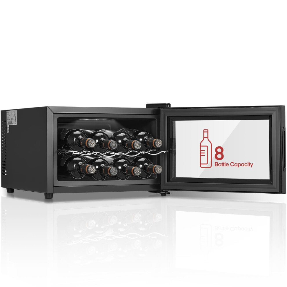 Photos - Wine Cooler Fohere  Fridge 8 Bottles, Table-Top Wine Fridge with Glass 