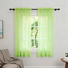 Zdada Net Curtains for Windows 54 Drop - Green Slot Top Voile Curtains