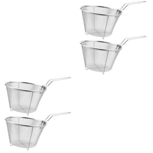 4Stk Frittierkörbe Für Frittiertes Restaurant Silber 2