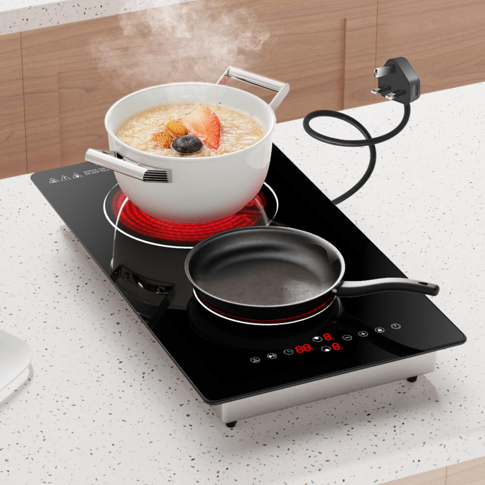 Nardea 2 Zone Ceramic Hob, 30Cm Built-In Electric Ceramic Hob With Plu