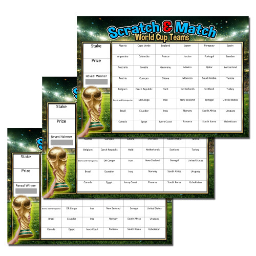 World Cup 2026 Fundraising Scratchcard - A4 Scratch Card Team Draw