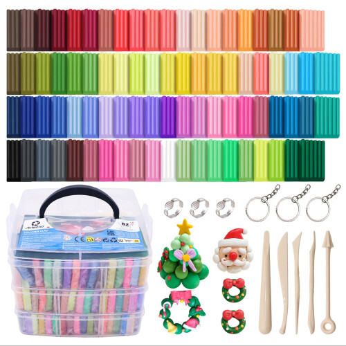 Artecho Polymer Clay Set - 82 Colours Oven Bake Modelling Clay Kit wit