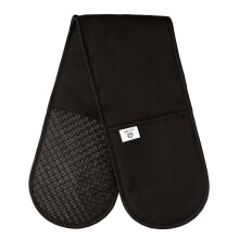 Black Double Oven Gloves Heat Resistant Silicone Oven Mitts Pair