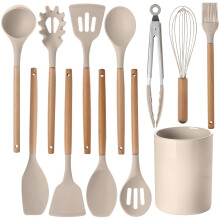 12 Pcs Kitchen Utensil Set - Silicone Cooking Utensils Set with Wooden
