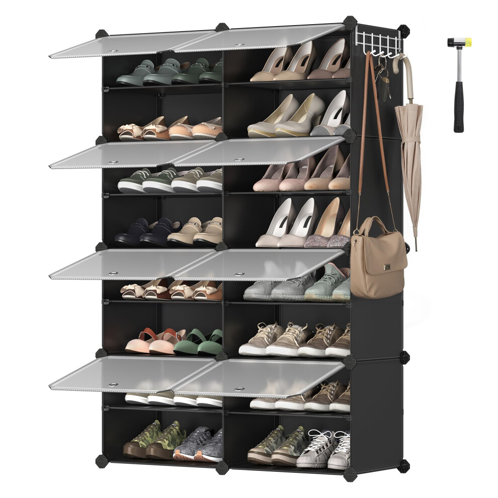 Songmics Interlocking Shoe Rack - Plastic Shoe Storage Cabinet