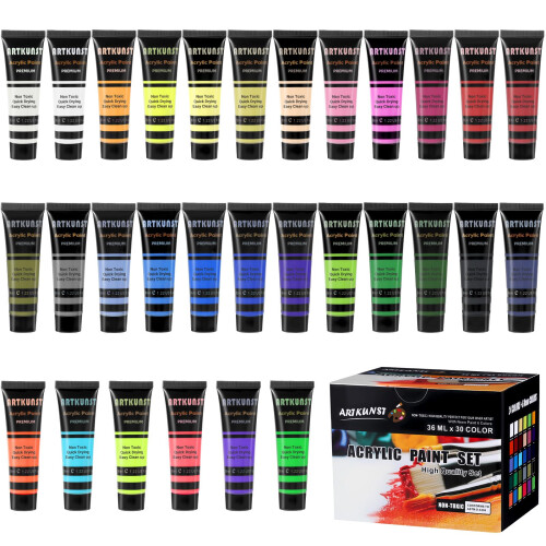 ARTKUNST Acrylic Paint Set - Paints 30 Colors x 36 ml