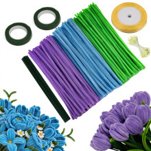 Pipe Cleaners Craft Kit 300PCS - 30cm Chenille Stems with Flower Stems