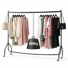 Extra Heavy Duty Clothes Rail 150kg Capacity 5ft L x 5ft H Metal