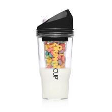 CRUNCHCUP The XL Black - Portable Plastic Cereal Cups for Breakfast On
