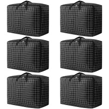 6 Pcs 105L Large Moving Bag Heavy Duty Storage Bag with Zips Moving