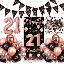 21st Birthday Decorations for Her - Black Rose Gold 21st Birthday Ball