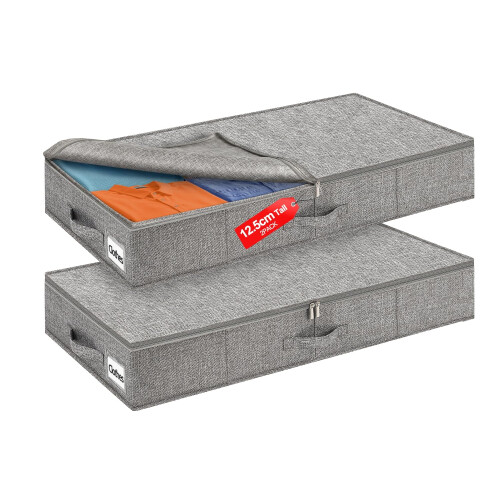 Huquter 40L 12 cm Tall Shallow Under Bed & Sofa Storage Boxes with