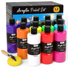 Nicpro 12 Colors Large Bulk Acrylic Paint Set (8.45 oz