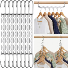 HOUSE DAY 8Pcs Magical Hangers Closet Space Saving Wardrobe Clothing Magic Hangers Oragnizer Heavy Chrome Hanger, Updated Hook Design 26cm Long