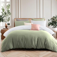 Soifox Superking Duvets Sets Sage Green and White
