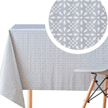 KP HOME Square Shape Grey PVC Wipe Clean Oilcloth Tablecloth With
