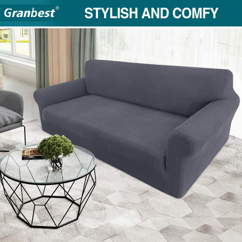 Granbest High Stretch Sofa Covers 3 Seater Super Soft Stylish Couch 1