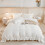 3 Pieces White Ruffle Bedding Set with 2 Pillowcase Frills Duvet Cover 1