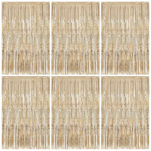 6pcs Foil Curtain - Champagne Gold Tinsel Curtain