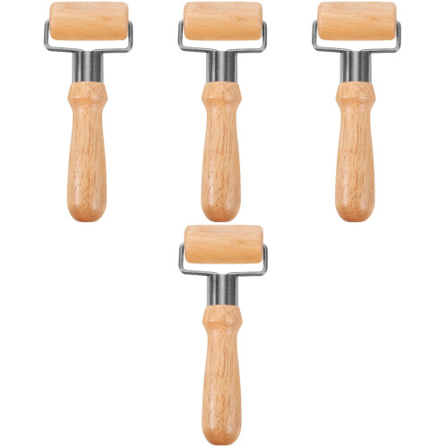4Stk Reusable Holz Teig Roller Pin Ergonomisch Khaki 1