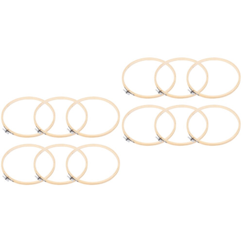 12Stk Rundes Bambus Stickset Khaki Mit Kreuzstich 2