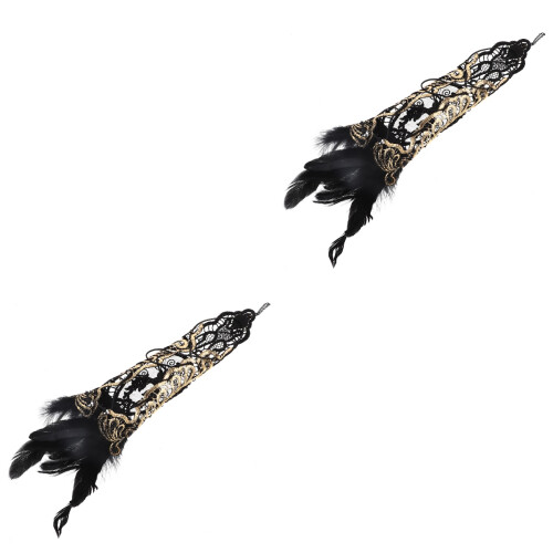 2Stk Damen Spitzenhandschuhe Elbogen Fingerlos 1
