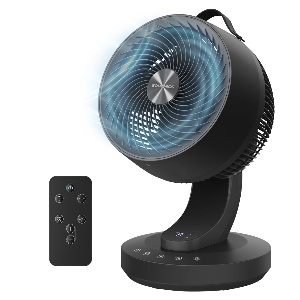 Songmics Air Circulator Desk Fan, 20 Db Quiet Fan For Bedroom, Led Display And Remote Control, Efficient Cooling And Air Circulation, 70 Oscillating