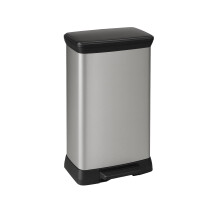 CURVER 50L Kitchen Pedal Deco Bin, 50 Litres, Matt Silver, Waste Disposal for Kitchen, Home, Office & Recycling